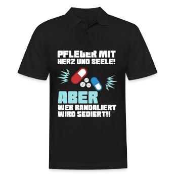 Pfleger mit Herz - Altenpfleger Krankenpfleger - Männer Poloshirt - Schwarz - Vorne - Kai (181cm)