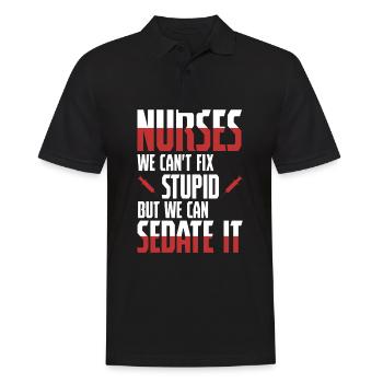 Nurse - Sedate It - Nurse Nursing Krankschwester - Männer Poloshirt - Schwarz - Vorne - Kai (181cm)