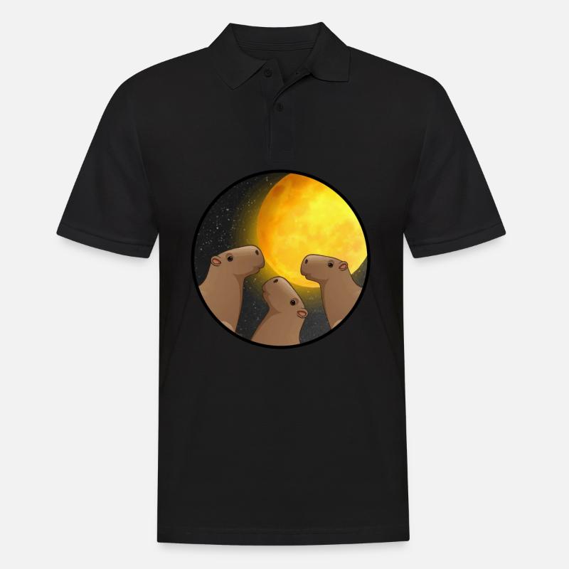 Capybara Moon - cochon d'inde géant - Polo Homme - noir