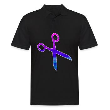 Friseur Schere - Männer Poloshirt - Schwarz - Vorne - Kai (181cm)