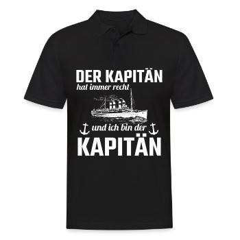 Kapitän Spruch - Männer Poloshirt - Schwarz - Vorne - Kai (181cm)