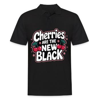 Kirsche Kirschen Früchte Essen - Männer Poloshirt - Schwarz - Vorne - Kai (181cm)