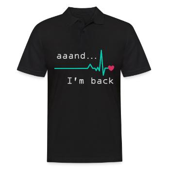 Uuund ich bin zurück, Herzinfarkt Überlebender - Männer Poloshirt - Schwarz - Vorne - Kai (181cm)