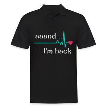 Uuund ich bin zurück, Herzinfarkt Überlebender - Männer Poloshirt - Schwarz - Vorne - Kai (181cm)