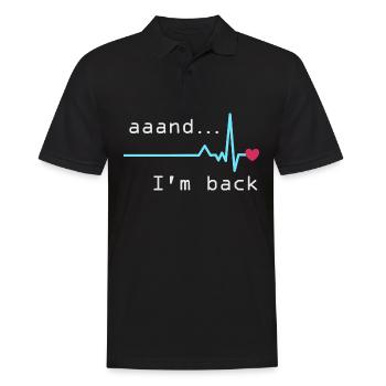 Uuund ich bin zurück, Herzinfarkt Überlebender - Männer Poloshirt - Schwarz - Vorne - Kai (181cm)
