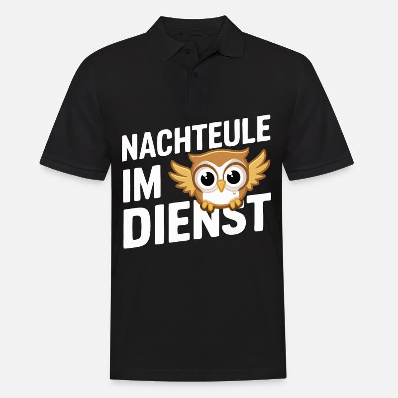 Nachteule Eule Eulen Vogel - Männer Poloshirt - Schwarz