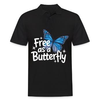 Schmetterling Monarchfalter Bunt Schmetterlinge - Männer Poloshirt - Schwarz - Vorne - Kai (181cm)