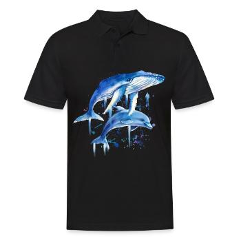 Blue Whale Dolphin Diver Whales Bottlenose Dolphin Dolphin - Men's Polo Shirt - black - Front - Kai (181cm)