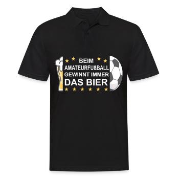 Beim Amateurfußball gewinnt immer das Bier - Männer Poloshirt - Schwarz - Vorne - Kai (181cm)