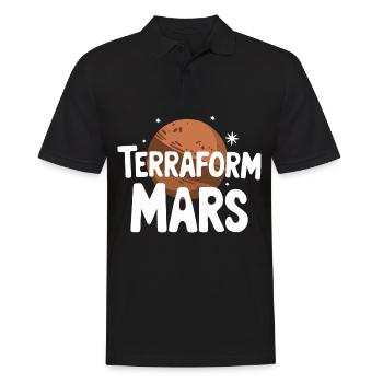 Mars Planet Planeten Sonnensystem - Männer Poloshirt - Schwarz - Vorne - Kai (181cm)