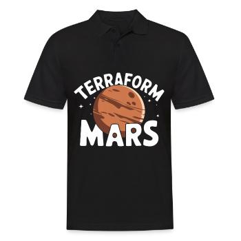 Mars Planet Planeten Sonnensystem - Männer Poloshirt - Schwarz - Vorne - Kai (181cm)