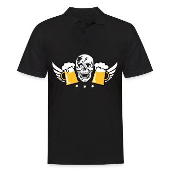 80 Totenkopf Skull 2 Mass Bier Flügel Beer Wings - Männer Poloshirt - Schwarz - Vorne - Kai (181cm)