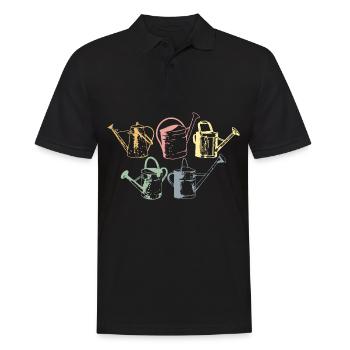 GARTEN GIEßKANNE GÄRTNER - Männer Poloshirt - Schwarz - Vorne - Kai (181cm)