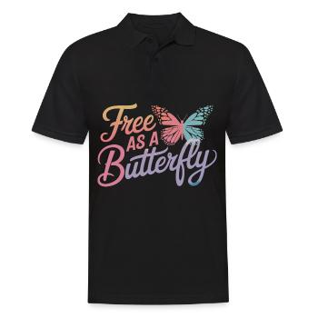 Schmetterling Monarchfalter Bunt Schmetterlinge - Männer Poloshirt - Schwarz - Vorne - Kai (181cm)