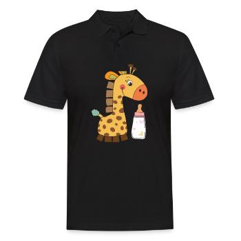 Giraffe - Geschenkidee - Männer Poloshirt - Schwarz - Vorne - Kai (181cm)