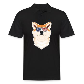 Akita Inu USA Lunettes de soleil I Drapeau américain Akita Inu - Polo Homme - noir - Devant - Kai (181cm)