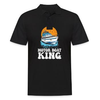 Pontooning Captain Motorboat King Funny Boat - Männer Poloshirt - Schwarz - Vorne - Kai (181cm)