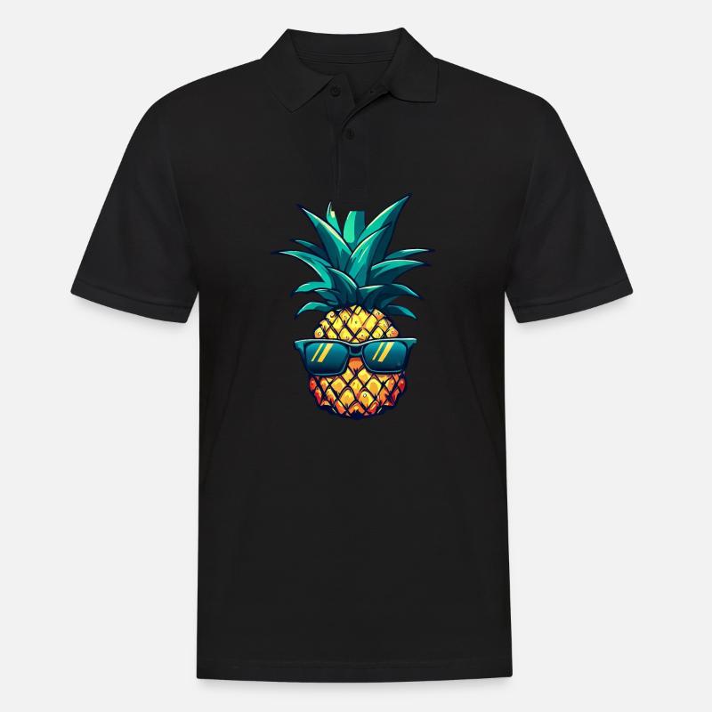 Cooler Ananas-Hingucker: Südfrucht mit Stil - Männer Poloshirt - Schwarz