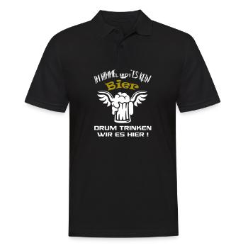 Bier Sprüche Im Himmel gibt es kein Bier - Männer Poloshirt - Schwarz - Vorne - Kai (181cm)