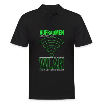 Aufräumen muss man erst wenn das Wlan nicht mehr d - Männer Poloshirt - Schwarz - Vorne - Kai (181cm)
