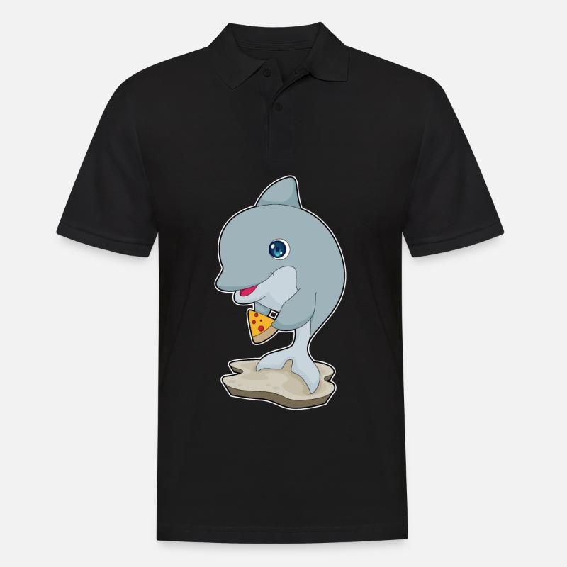 Delfin Pizza - Männer Poloshirt - Schwarz