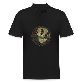 Kokopelli plays for the moon feather 2 - Männer Poloshirt - Schwarz - Vorne - Kai (181cm)