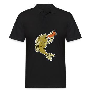 Fishing Beer Hobby Drinking Fish Birthday Gift - Men's Polo Shirt - black - Front - Kai (181cm)