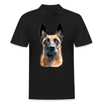 tête de chien malinois - Polo Homme - noir - Devant - Kai (181cm)