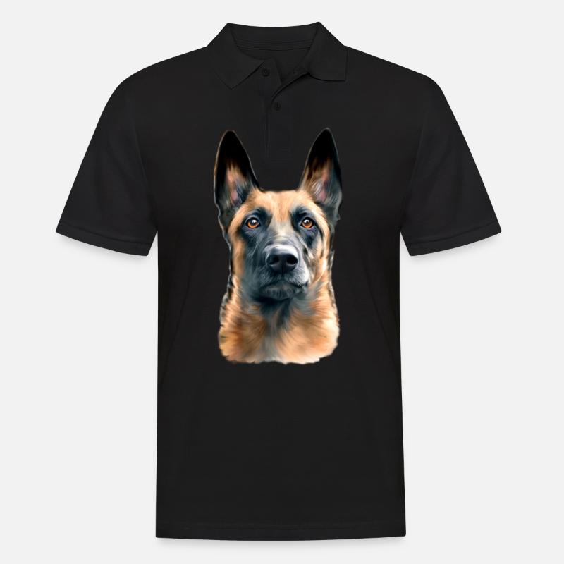 tête de chien malinois - Polo Homme - noir
