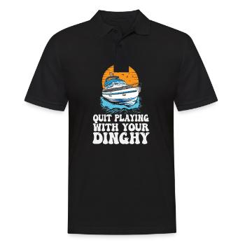 Funny Motorboating Quote Quit Playing With Your - Men's Polo Shirt - black - Front - Kai (181cm)
