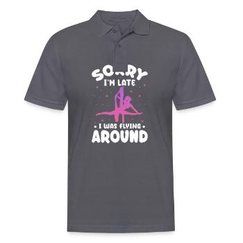 sorry Im late I was flying around Design - Men's Polo Shirt - charcoal grey - Front - Nico (186cm)