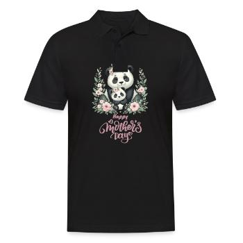 Happy Mother's Day Floral Wreath Mum Panda - Männer Poloshirt - Schwarz - Vorne - Kai (181cm)