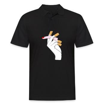 Zigaretten Hand mit Finger Surreal Fun - Männer Poloshirt - Schwarz - Vorne - Kai (181cm)
