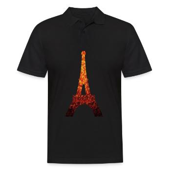 Herbst in Paris: Eiffelturm im Herbstlaub - Männer Poloshirt - Schwarz - Vorne - Kai (181cm)