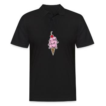 Eis Fisch Blobfish Eiscreme Kugel - Männer Poloshirt - Schwarz - Vorne - Kai (181cm)
