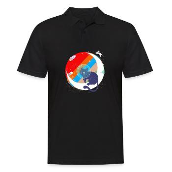 Cadeau de la planète fusée lune chaton chat meow lune - Polo Homme - noir - Devant - Kai (181cm)
