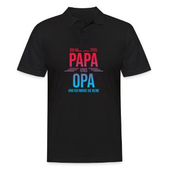 Ich habe zwei Titel Papa und Opa - Männer Poloshirt - Schwarz - Vorne - Kai (181cm)