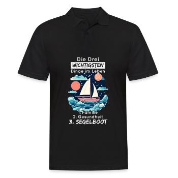 Die Drei Wichtigsten Dinge Im Leben - Segelboot - Männer Poloshirt - Schwarz - Vorne - Kai (181cm)