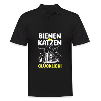 Bienen Katzen Summ Schnurr Glücklich Imker Katzen - Männer Poloshirt - Schwarz - Vorne - Kai (181cm)