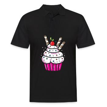 Cupcake glaçage blanc pâtisserie cuisson dent sucrée - Polo Homme - noir - Devant - Kai (181cm)