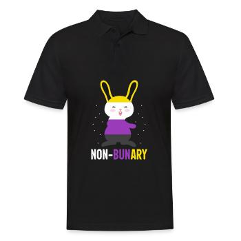 Nicht-Bunary Non Binary Genderqueer Pride Flagge - Männer Poloshirt - Schwarz - Vorne - Kai (181cm)