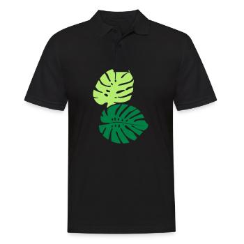 Deux MonsterAblättr / Two Monstera Leaves (2c) - Polo Homme - noir - Devant - Kai (181cm)