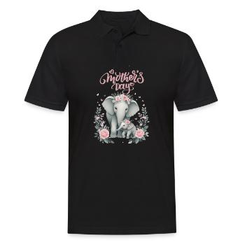 Mother's Love Elephant & Calf Floral Wreath - Männer Poloshirt - Schwarz - Vorne - Kai (181cm)