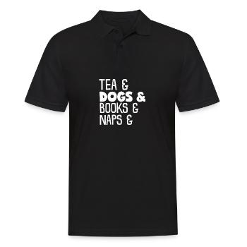 Pet Tee Tea, chiens, livres, siestes - Polo Homme - noir - Devant - Kai (181cm)
