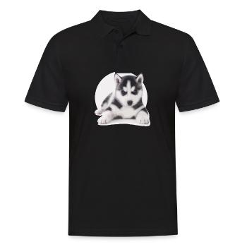 Husky Welpen - Männer Poloshirt - Schwarz - Vorne - Kai (181cm)