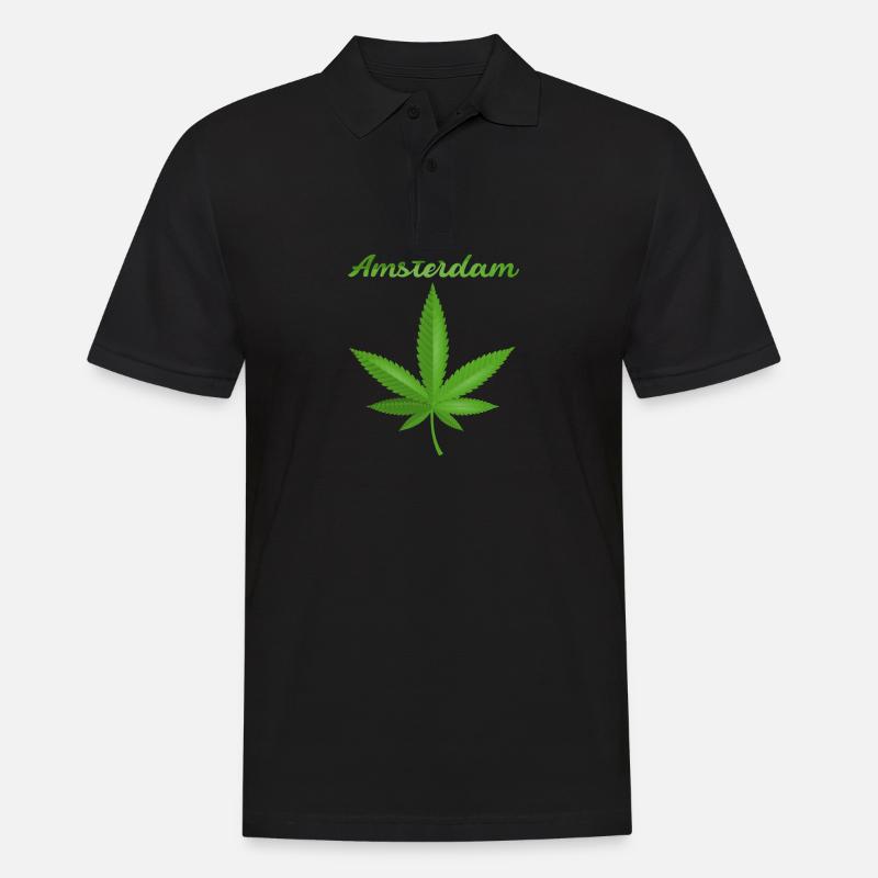 Amsterdam Weed Cannabis Leaf - Männer Poloshirt - Schwarz