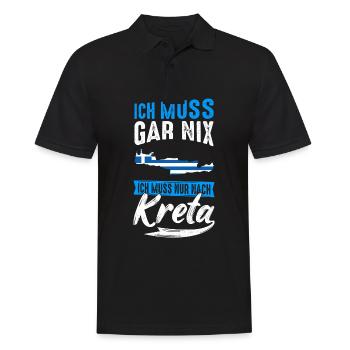 Ich Muss Gar Nix Ich Muss Nur Nach Kreta Urlauber - Männer Poloshirt - Schwarz - Vorne - Kai (181cm)