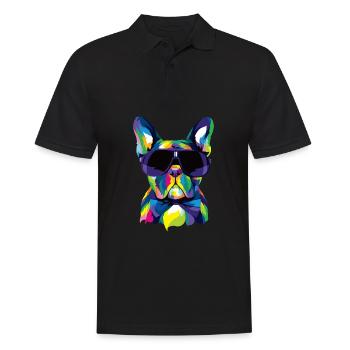 Pop Art Französische Bulldogge Süßes Geschenk Pelz Mama Hund Papa - Männer Poloshirt - Schwarz - Vorne - Kai (181cm)