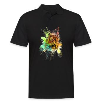 Tiger Animal Predator Africa Safari Colorful Splash Game - Men's Polo Shirt - black - Front - Kai (181cm)