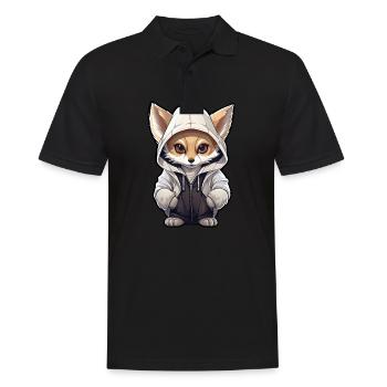 Fennec Fox cool en tenue décontractée - Polo Homme - noir - Devant - Kai (181cm)